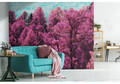 Pink pop forest trees wallpaper nature