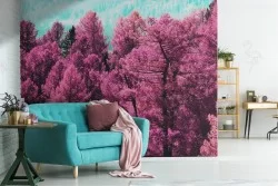Pink pop forest trees wallpaper nature