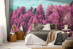 Pink pop forest trees wallpaper nature