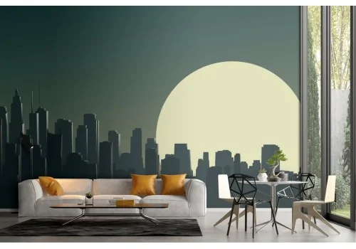 Carta da Parati illustrazione skyline città metropoli