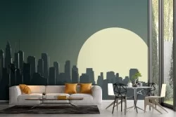 Carta da Parati illustrazione skyline città metropoli