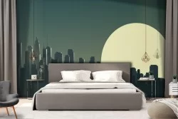 Carta da Parati illustrazione skyline città metropoli