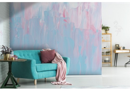 Wallpaper surface plaster painted blue