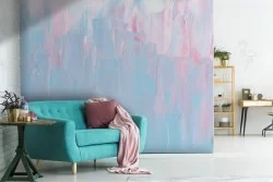 Carta da Parati superficie intonaco dipinto azzurro