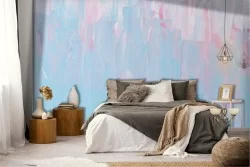 Wallpaper surface plaster painted blue