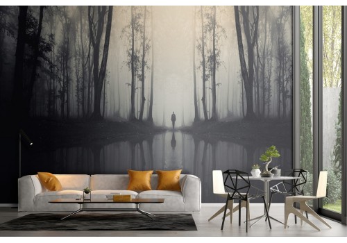 Wallpaper landscape dark forest trees