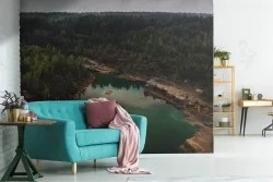 Carta da Parati bosco con lago paesaggio fotografico