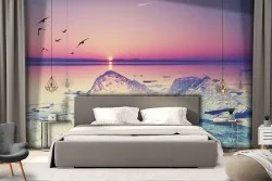 Wallpaper sea at sunset or dawn landscape