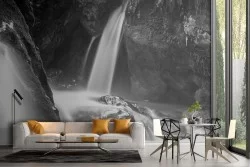 Carta da Parati cascate bianco e nero foto