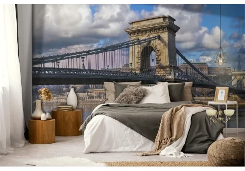 Wallpaper city bridge with river landscape 2