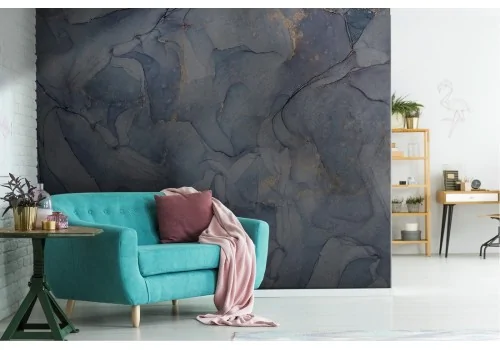 Luxury blue-grey plaster surface wallpaper
