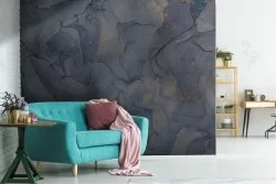 Carta da Parati superficie intonaco grigio blu luxury
