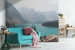 Carta da Parati lago tra le montagne paesaggio natura