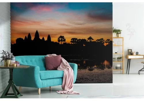 Carta da Parati lago e foresta tropicale paesaggio