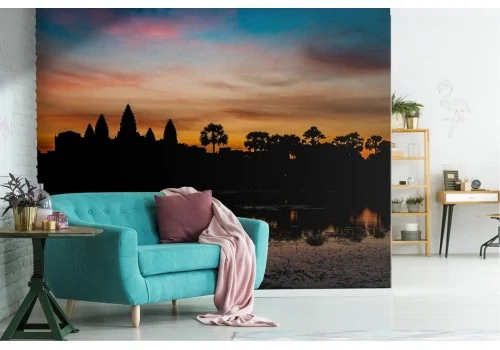 Wallpaper lake and tropical forest landscape