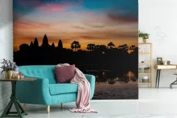 Carta da Parati lago e foresta tropicale paesaggio