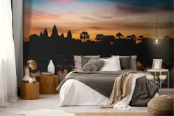 Wallpaper of lake and tropical forest landscape