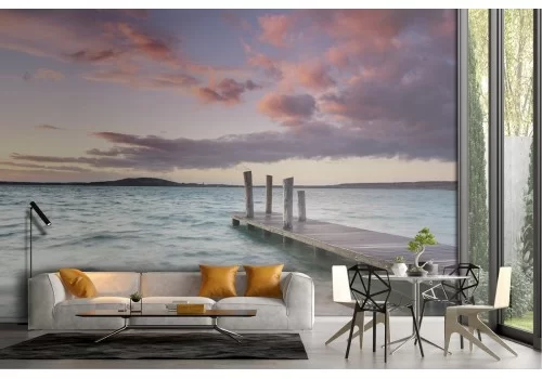 Carta da Parati paesaggio mare con molo