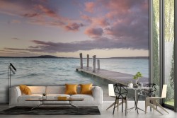 Carta da Parati paesaggio mare con molo