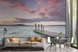 Carta da Parati paesaggio mare con molo