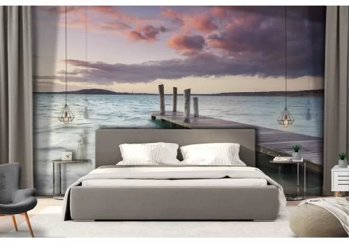 Carta da Parati paesaggio mare con molo 2