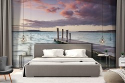 Carta da Parati paesaggio mare con molo