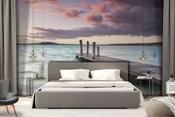 Carta da Parati paesaggio mare con molo