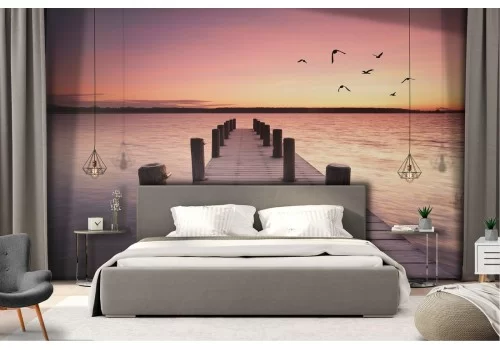 Carta da Parati paesaggio molo sul mare alba tramonto 2