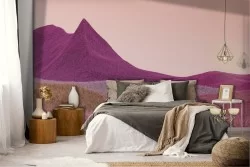 Pink mountains landscape wallpaper