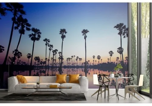 Tropical oasis landscape wallpaper nature