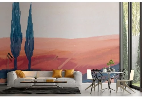 Wallpaper painted landscape hills