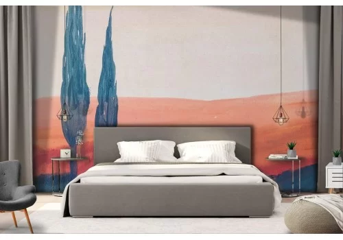 Carta da Parati dipinto paesaggio colline 2