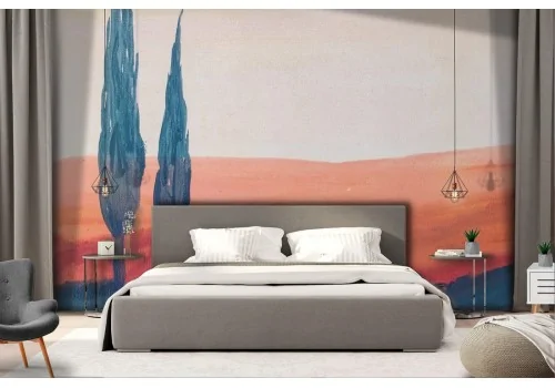 Wallpaper painted landscape hills 2