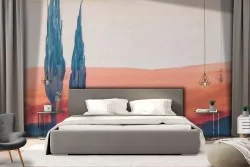 Carta da Parati dipinto paesaggio colline