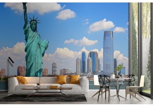 Carta da Parati città New York landscape statua della libertà
