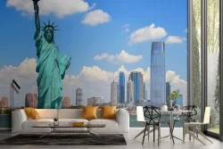 Carta da Parati città New York landscape statua della libertà