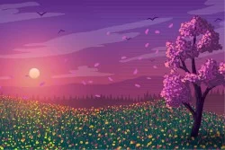 Wallpaper Design and Styles Landscapes and Nature Nature Paintings and Watercolors Meadows and Hills