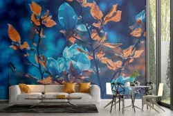 Carta da Parati natura foglie blu albero