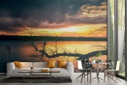 Wallpaper landscape lake sunset forest