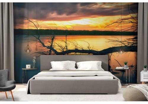 Wallpaper landscape lake sunset forest 2