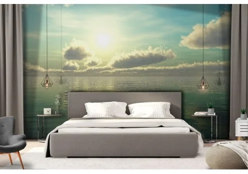 Wallpaper landscape sea with sun in the sky 2