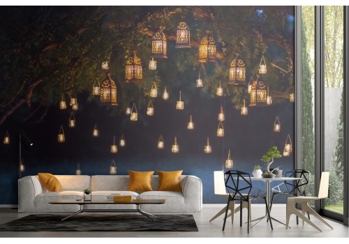 Wallpaper tree with lanterns landscape photography
