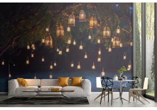 Wallpaper tree with lanterns landscape photography