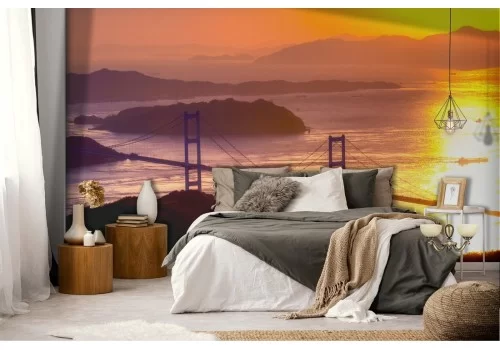 Carta da Parati paesaggio ponte sul mare tramonto alba 2