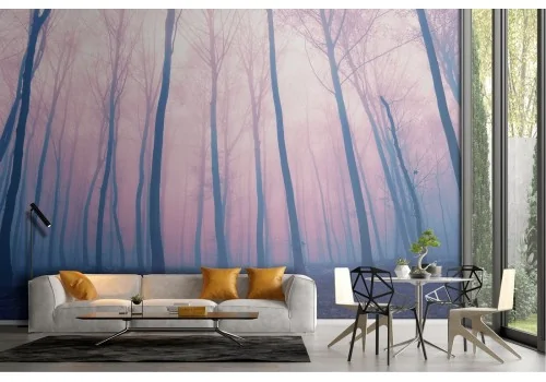 Wallpaper tree in the fog dark landscape