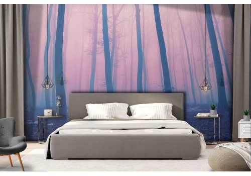 Carta da Parati albero nella nebbia paesaggio dark 2