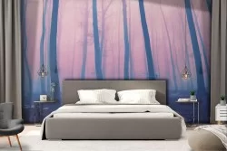 Carta da Parati albero nella nebbia paesaggio dark