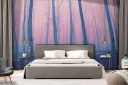 Wallpaper tree in the fog dark landscape