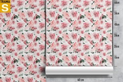 Modern nature pink flowers wallpaper pattern