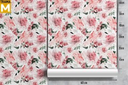 Modern nature pink flowers wallpaper pattern
